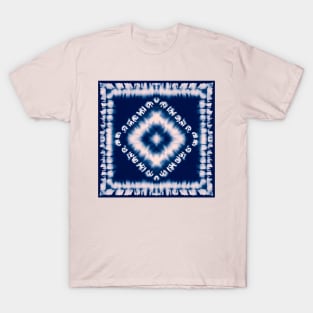 Blue and Pink Tie Dye Diamond Pattern T-Shirt